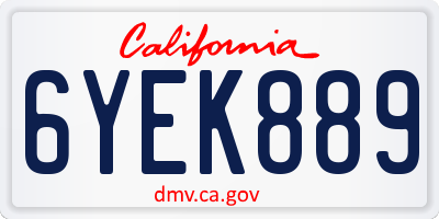 CA license plate 6YEK889