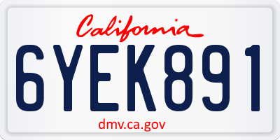 CA license plate 6YEK891