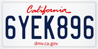 CA license plate 6YEK896