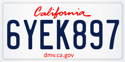 CA license plate 6YEK897