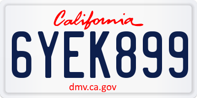 CA license plate 6YEK899