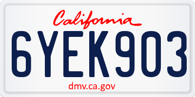 CA license plate 6YEK903