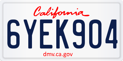 CA license plate 6YEK904