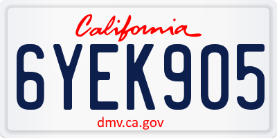 CA license plate 6YEK905