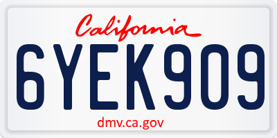 CA license plate 6YEK909