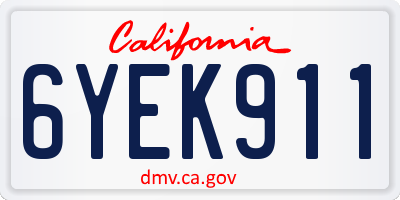 CA license plate 6YEK911