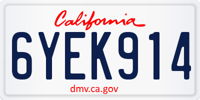 CA license plate 6YEK914