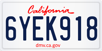 CA license plate 6YEK918