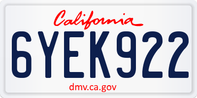 CA license plate 6YEK922