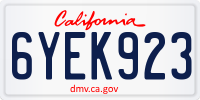 CA license plate 6YEK923