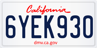 CA license plate 6YEK930