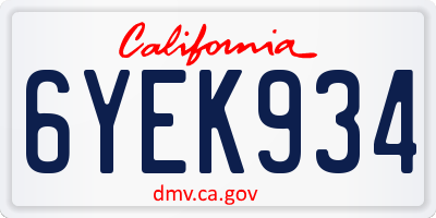 CA license plate 6YEK934