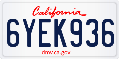 CA license plate 6YEK936