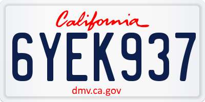 CA license plate 6YEK937