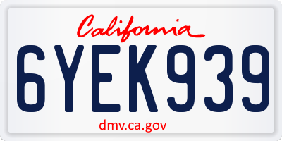 CA license plate 6YEK939