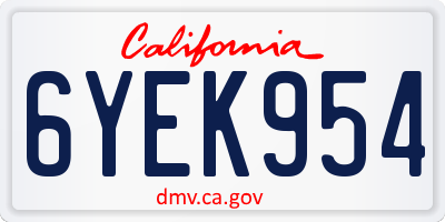 CA license plate 6YEK954