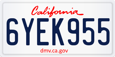 CA license plate 6YEK955