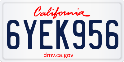 CA license plate 6YEK956