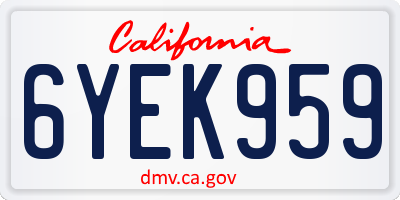 CA license plate 6YEK959