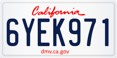 CA license plate 6YEK971