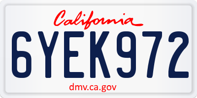 CA license plate 6YEK972