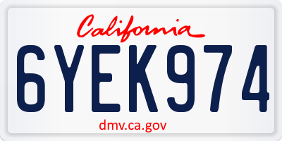 CA license plate 6YEK974