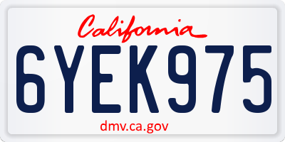 CA license plate 6YEK975
