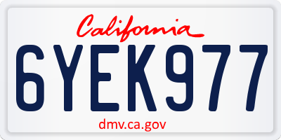CA license plate 6YEK977