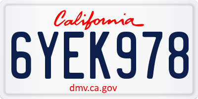 CA license plate 6YEK978
