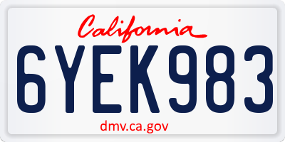 CA license plate 6YEK983