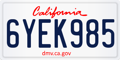 CA license plate 6YEK985