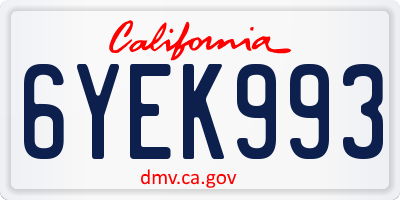 CA license plate 6YEK993