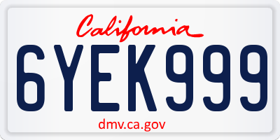 CA license plate 6YEK999