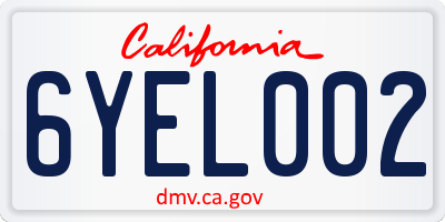 CA license plate 6YEL002