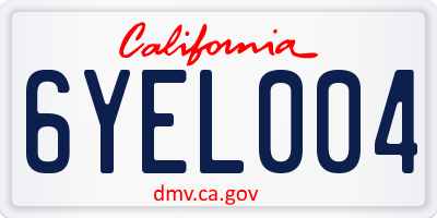 CA license plate 6YEL004