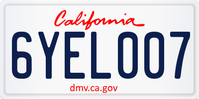 CA license plate 6YEL007