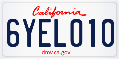 CA license plate 6YEL010
