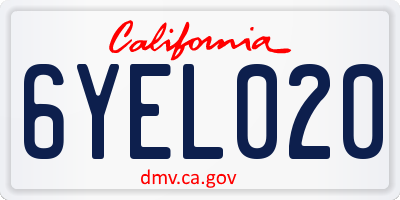 CA license plate 6YEL020