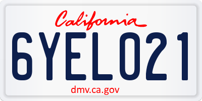 CA license plate 6YEL021