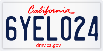 CA license plate 6YEL024