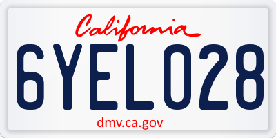 CA license plate 6YEL028
