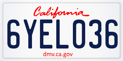 CA license plate 6YEL036