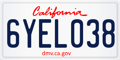 CA license plate 6YEL038