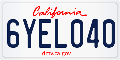 CA license plate 6YEL040