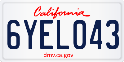 CA license plate 6YEL043