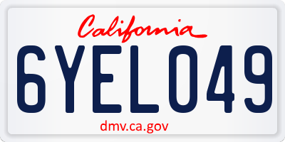 CA license plate 6YEL049