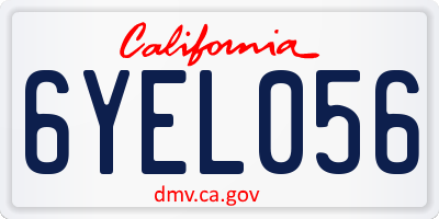 CA license plate 6YEL056