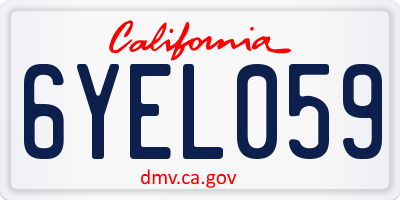 CA license plate 6YEL059