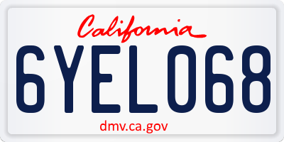 CA license plate 6YEL068