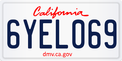 CA license plate 6YEL069